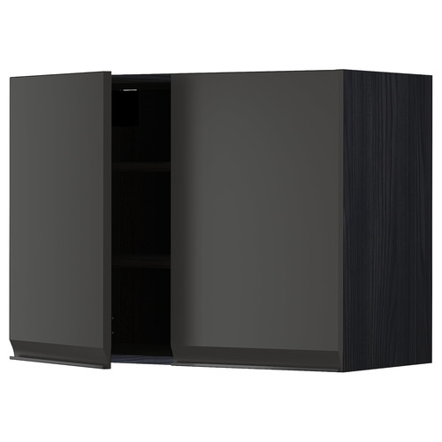 METOD Wall cabinet with shelves/2 doors, black/Upplöv matt anthracite, 80x60 cm