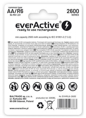 EverActive Professional Line R6/AA 2600mAH Batteries 4 Pack