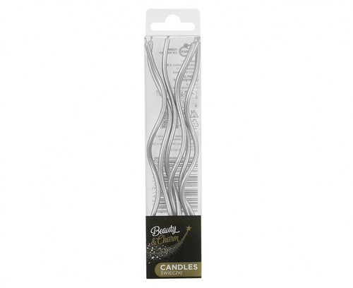 Birthday Candles Twisted 6pcs, silver