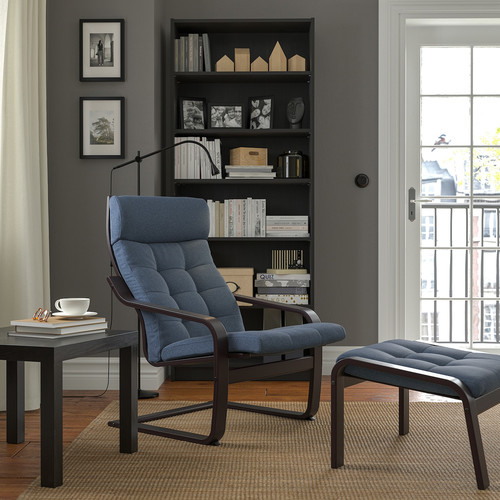 POÄNG Armchair, black-brown/Gunnared blue