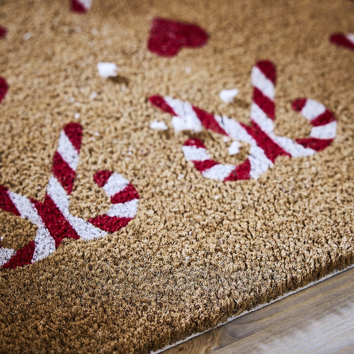 VINTERFINT Door mat, heart pattern natural, 40x60 cm