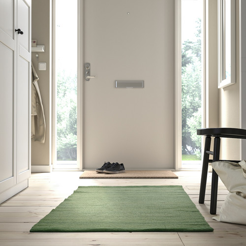 TIDTABELL Rug, flatwoven, green, 80x150 cm