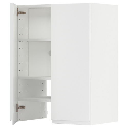 METOD Wall cb f extr hood w shlf/door, white/Voxtorp matt white, 60x80 cm