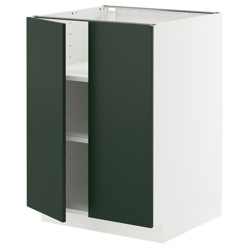 METOD Base cabinet with shelves/2 doors, white/Havstorp deep green, 60x60 cm