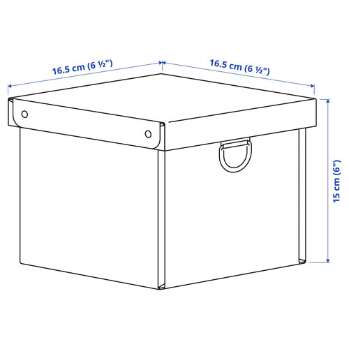 NIMM Storage box with lid, spotted grey, 16.5x16.5x15 cm