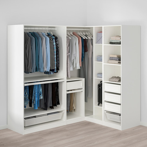 PAX Corner wardrobe, white, 210/160x201 cm