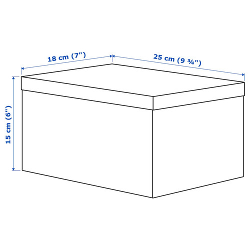 TJENA Storage box with lid, white, 18x25x15 cm