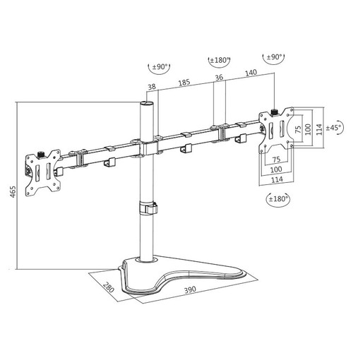 LogiLink Dual Monitor Desk Stand 13-32", max. 8kg