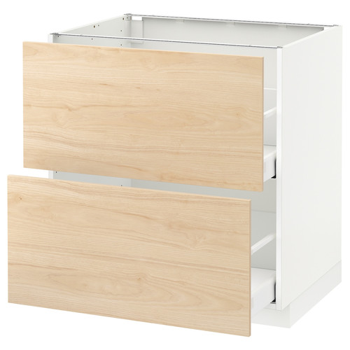 METOD / MAXIMERA Base cb 2 fronts/2 high drawers, white/Askersund light ash effect, 80x60 cm