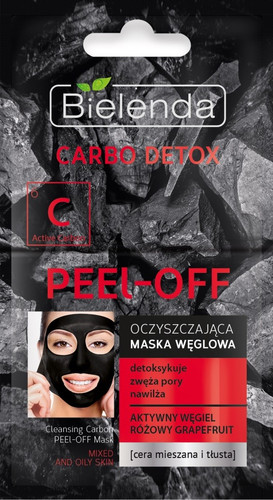 Bielenda Carbo Detox Cleansing Carbon Peel-off Mask for Mixed & Oily Skin 2x6g