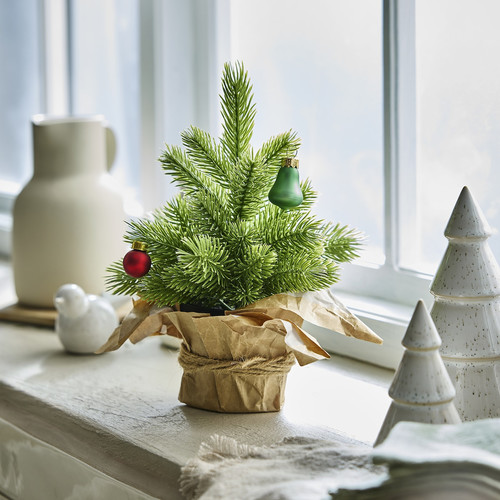 VINTERFINT Artificial potted plant, in/outdoor Christmas tree/green, 9 cm