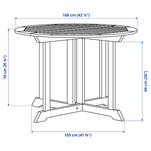 BONDHOLMEN Table, outdoor, white/beige, 108 cm