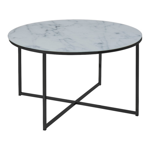 Coffee Table Alisma, round, white/black, glass