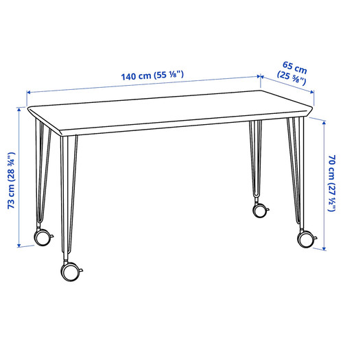 ANFALLARE / KRILLE Desk, bamboo/black, 140x65 cm