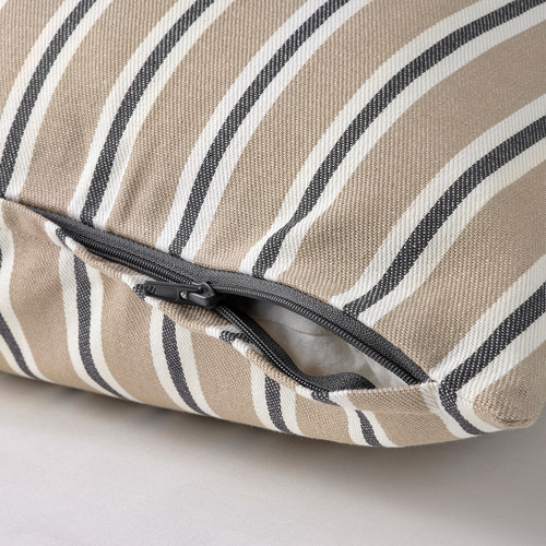 KORALLBUSKE Cushion cover, beige white/stripe pattern, 50x50 cm