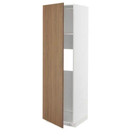 METOD High cab f fridge or freezer w door, white/Tistorp brown walnut effect, 60x60x200 cm