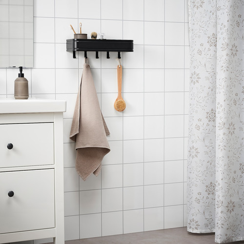 LILLASJÖN Wall shelf with 5 hooks