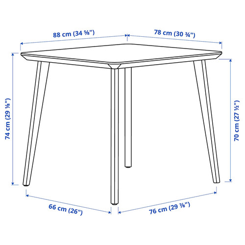 LISABO Table, black, 88x78 cm