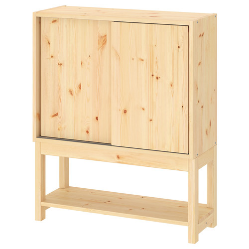 IVAR Shelv unit w sliding doors, pine, 80x30x97 cm