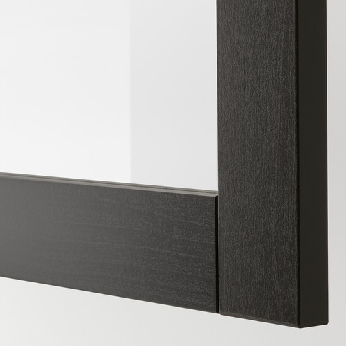 BESTÅ Wall-mounted cabinet combination, black-brown/Sindvik black-brown clear glass, 60x22x38 cm