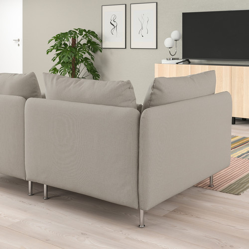 SÖDERHAMN 4-seat sofa with chaise longue, Fridtuna light beige