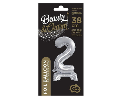 Foil Balloon Number 2 Standing, silver, 38cm