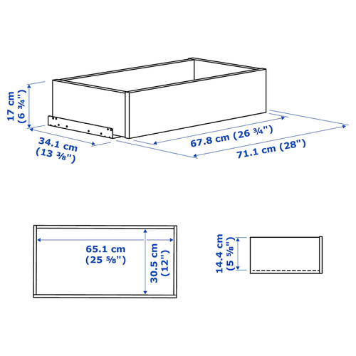 KOMPLEMENT Drawer, dark grey, 75x35 cm