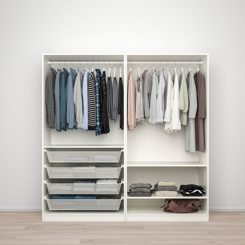 PAX / FARDAL/ÅHEIM Wardrobe combination, high-gloss white/mirror glass, 200x60x201 cm