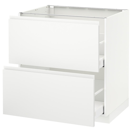 METOD / MAXIMERA Base cb 2 fronts/2 high drawers, white, Voxtorp matt white white, 80x60 cm