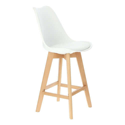 Bar Stool Norden Wood, low, PP, white