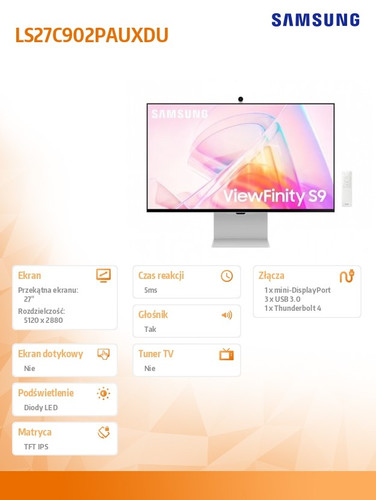 Samsung 27" Monitor LS27C902PAUXDU IPS 5120x2880 5K/UHD+ 16:9 1xminiDP 1xTB4.0