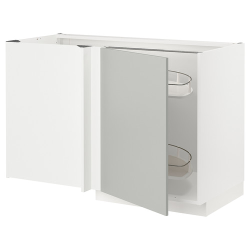 METOD Corner base cab w pull-out fitting, white/Havstorp light grey, 128x68 cm