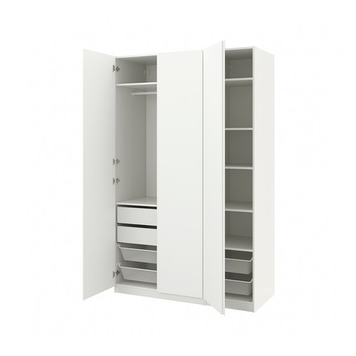 PAX / VIKANES Wardrobe combination, white/white, 150x60x236 cm