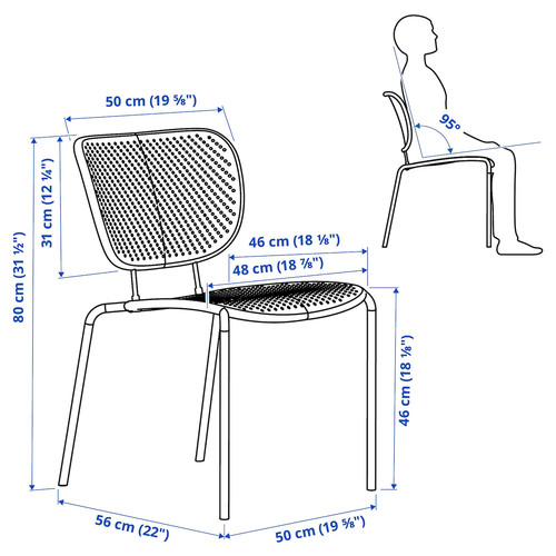 DUVSKÄR Chair, grey outdoor/indoor