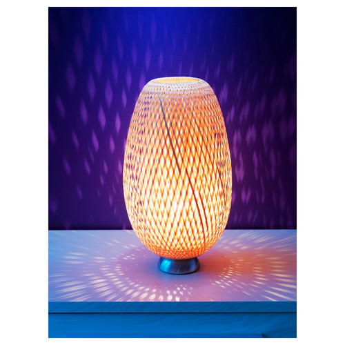 BÖJA Table lamp, nickel-plated, bamboo rattan