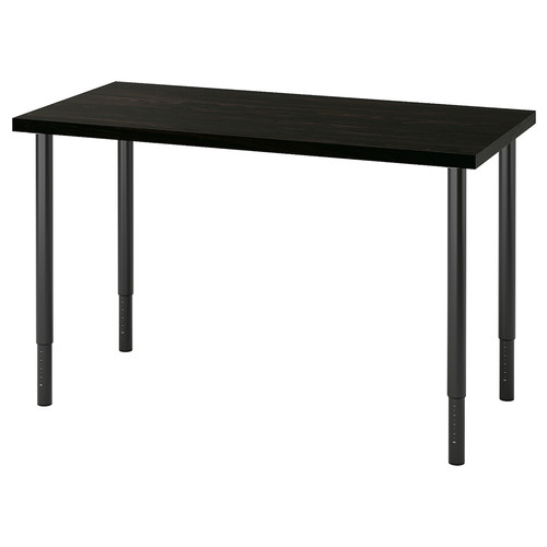 LAGKAPTEN / OLOV Desk, black-brown/black, 120x60 cm