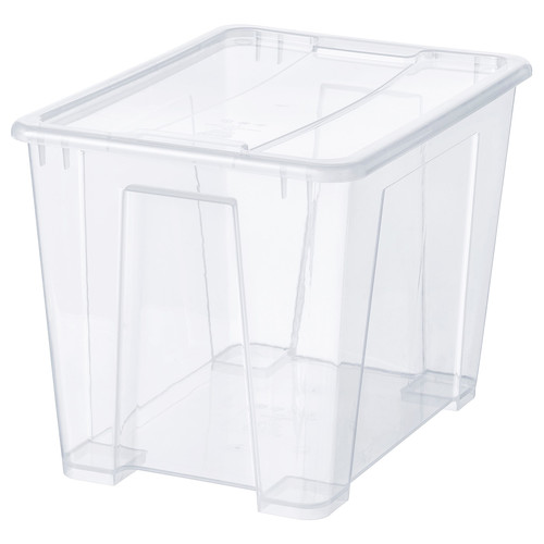 SAMLA Box with lid, transparent, 39x28x28 cm/22 l