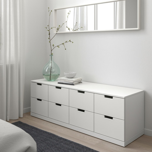 NORDLI Chest of 8 drawers, white, 160x54 cm