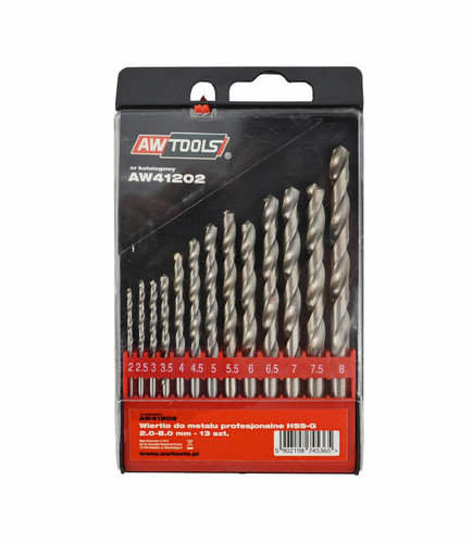 AW HSS-G White Twist Drill Bit Set 13pcs 2-8mm