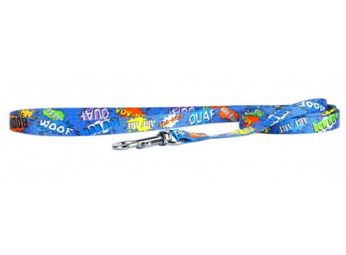 Matteo Dog Leash 25mm, blue graffiti