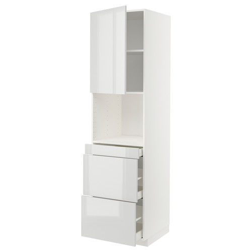 METOD / MAXIMERA Hi cab f micro combi w door/3 drwrs, white/Ringhult light grey, 60x60x220 cm