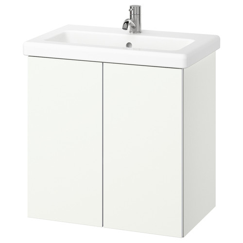 ENHET / TVÄLLEN Wash-stnd w doors/wash-basin/tap, white, 64x43x65 cm