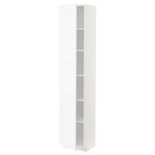 METOD High cabinet with shelves, white Enköping/white wood effect, 40x37x200 cm