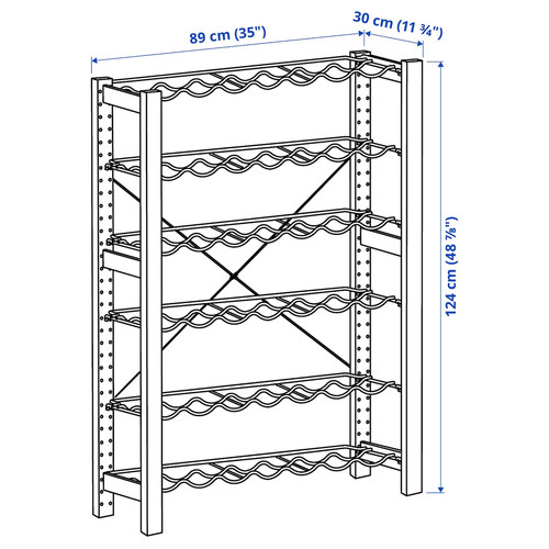 IVAR 1 section/bottle racks, pine/grey, 89x30x124 cm