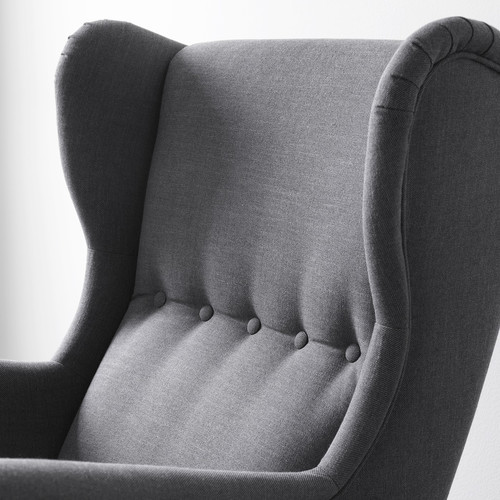 STRANDMON Armchair and footstool, Nordvalla dark grey