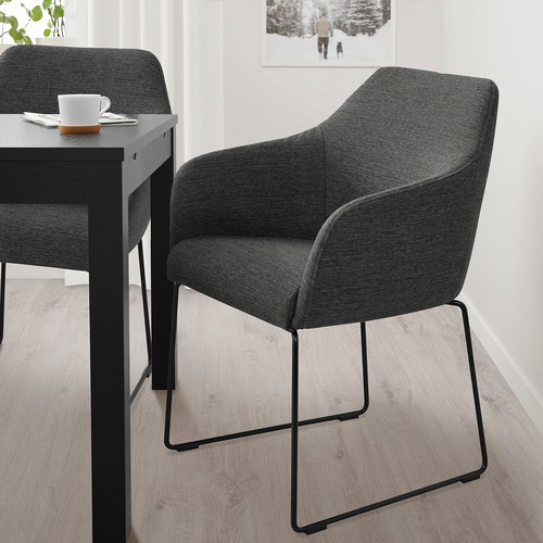 TOSSBERG Chair, black metal, gray