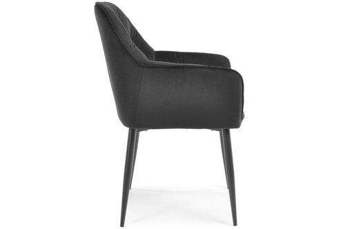 Glamour Chair with Armrests EMMA, velvet, black