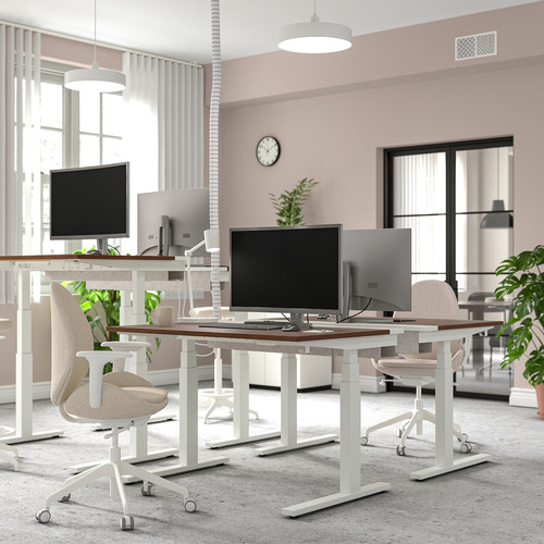 MITTZON Desk sit/stand, electric walnut veneer/white, 120x60 cm