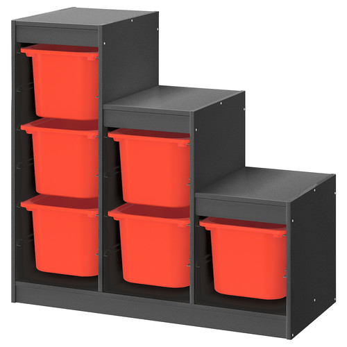 TROFAST Storage combination, grey/orange, 99x44x94 cm