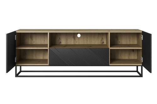 TV Cabinet Asha 167 cm, metal legs, artisan/matt black